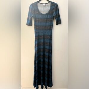 XS LuLaRoe Ana Dress maxi blue stripe